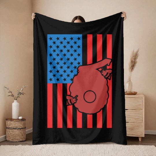 Beekeeping US Flag Throw Blankets