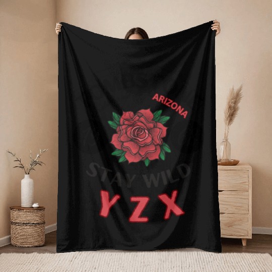 Tombstone Arizonna red rose Throw Blankets