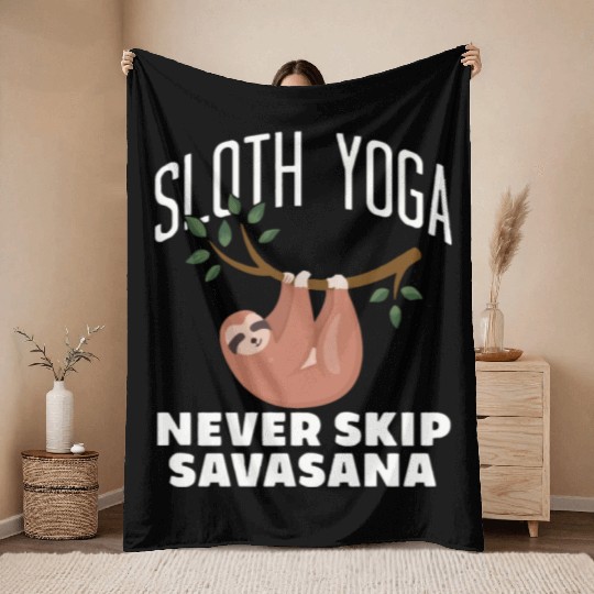 Sloth Yoga 1 Throw Blankets