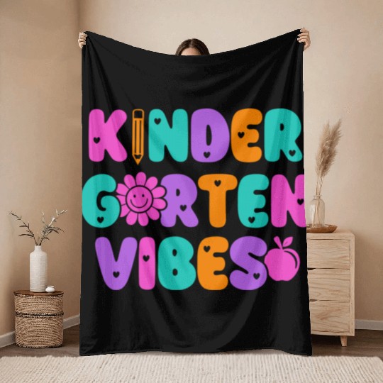 Kindergarten Vibes Kindergarten Teacher Back To Throw Blankets
