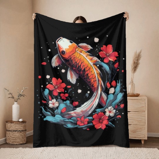 Koi Fish Koi Carp Japanese Koi Garden-Pond Koi Throw Blankets