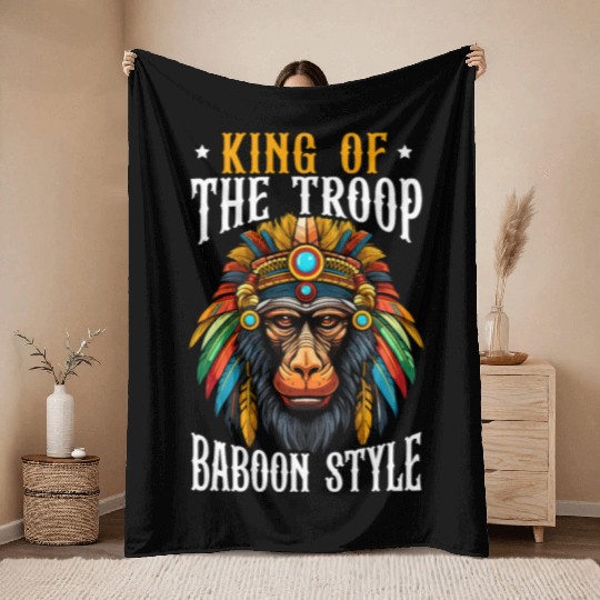 Baboon Monkey Lover Wildlife Animal Zookeeper Throw Blankets
