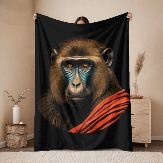Baboon Monkey Lover Wildlife Animal Zookeeper Throw Blankets