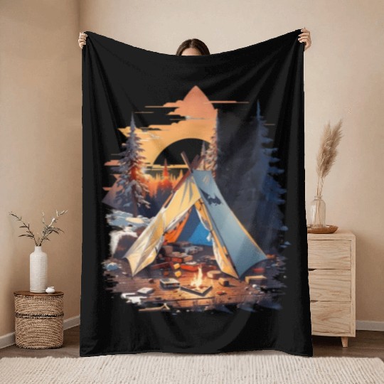 Ripped tent Unisex Throw Blankets