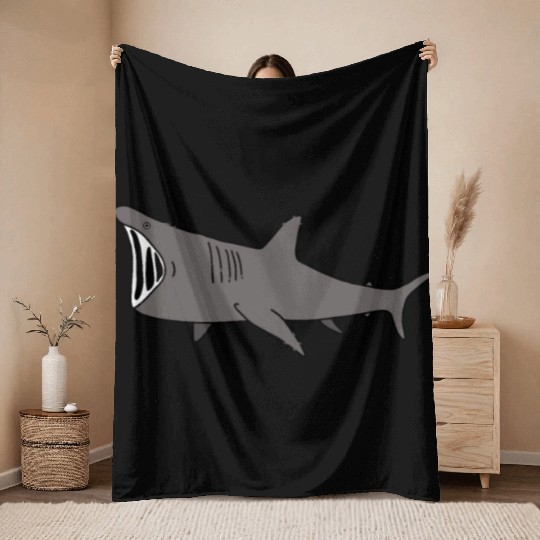 Simple Basking Shark Throw Blankets