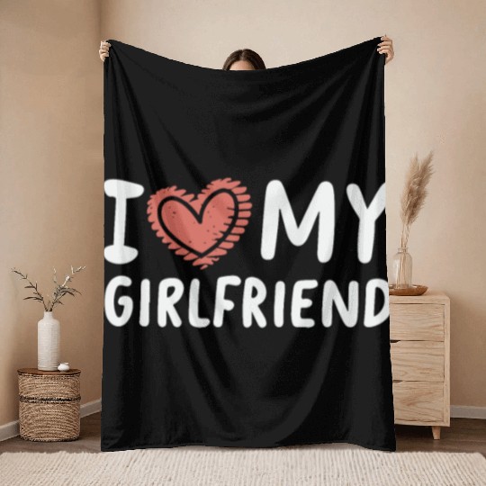 I Love My Girlfriend Throw Blankets