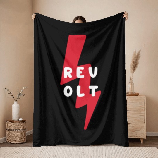 Revolt Lightning Bolt Revolutionary Throw Blankets