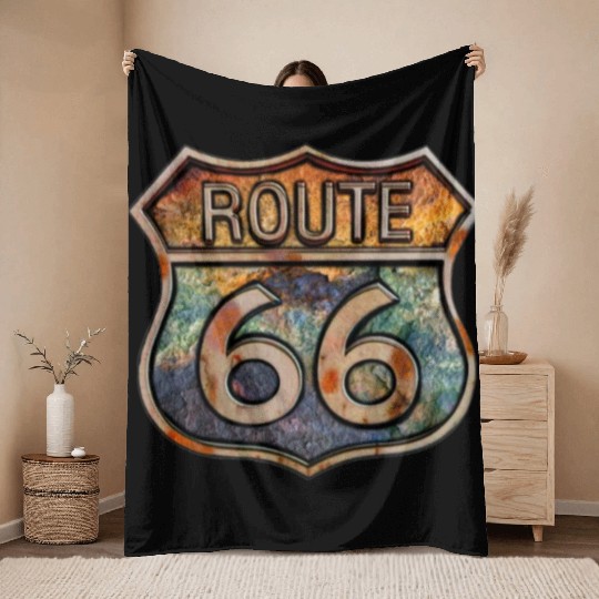 Route 66 vintage sign - Dingy metal sign 2 Throw Blankets