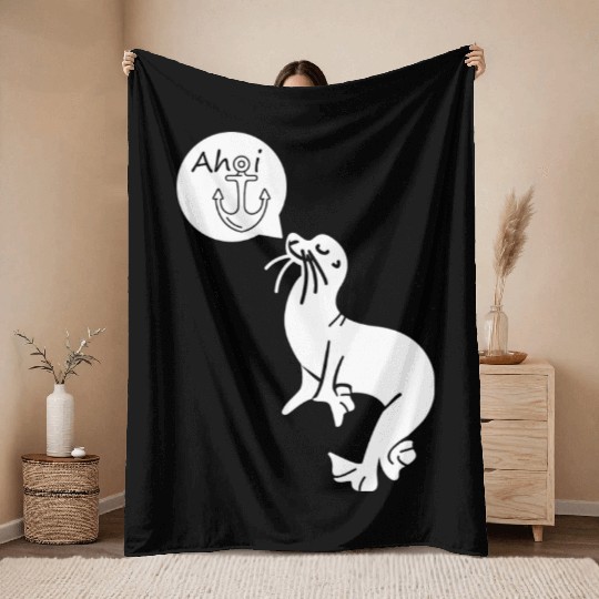 North Sea Pearl Seal Ahoy Gift Throw Blankets