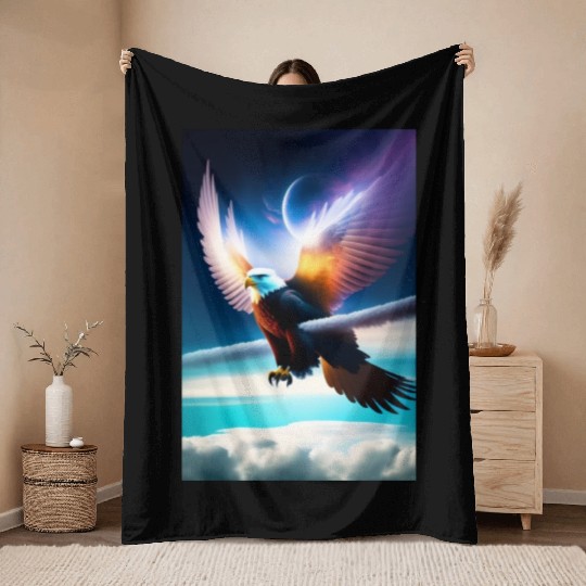 "Embrace Transformation: Crystal Eagle Design" Throw Blankets