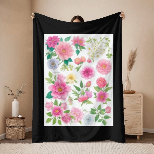 Lavender and Lilac Spring Flowers Throw Blankets