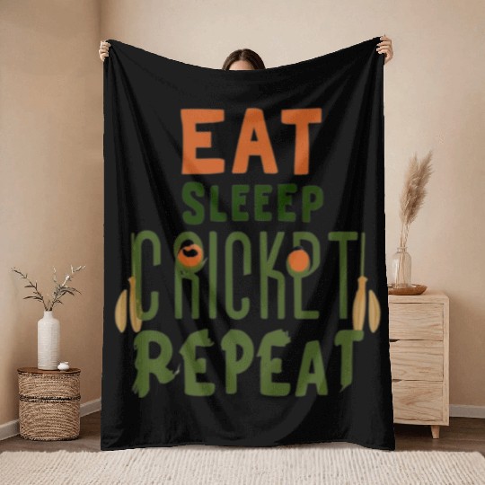 Eat Sleep Cricket Repeat: The Cricket Lover's Throw Blankets