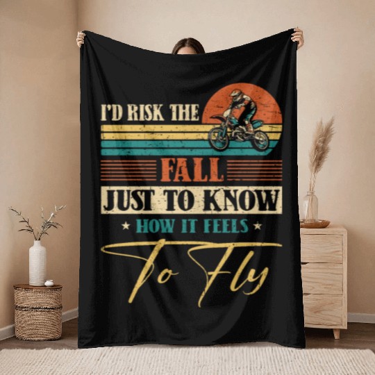 Risk Fall How Feel To Fly Motocross Supercross Throw Blankets