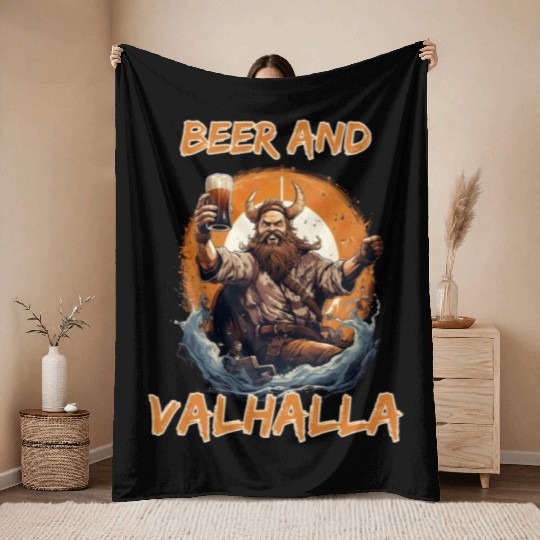 Viking World Tour Vikings Valhalla Odin for a Men Throw Blankets