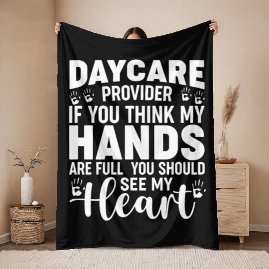 Daycare Provider Childcare Pre-k Teacher Appreciat Throw Blankets