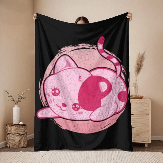 Cat lover pet gift kawaii cat Throw Blankets
