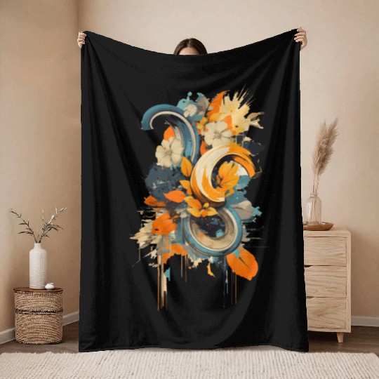 Abstract Banana Flower Throw Blankets