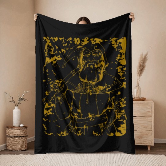 Viking Warrior With Axe Throw Blankets