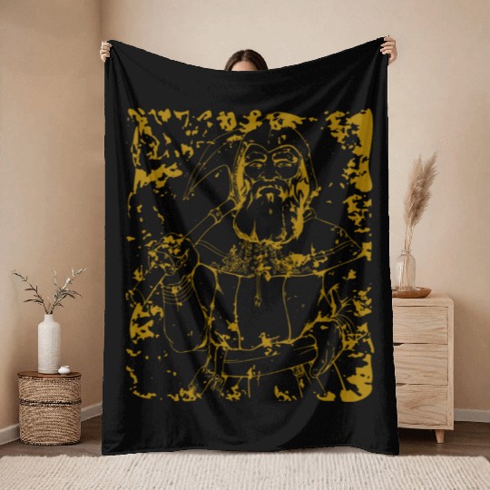 Viking Warrior With Axe Throw Blankets