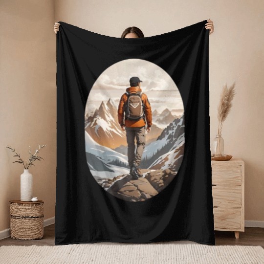 Lone Adventurer Unisex Jersey Short Sleeve Throw Blankets