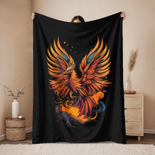 Phoenix bird - Ancient Greek Mythology Throw Blankets