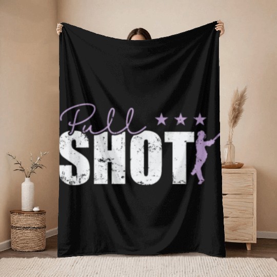 Pull Shot Cricket Throw Blankets