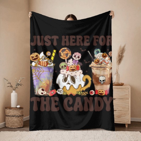 Just Here For The Candy Throw Blankets