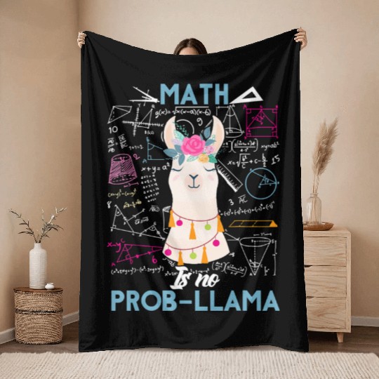 Funny Math Is No Prob Llama Back To School Throw Blankets