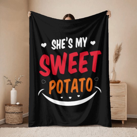 She Is My Sweet Potato Throw Blankets