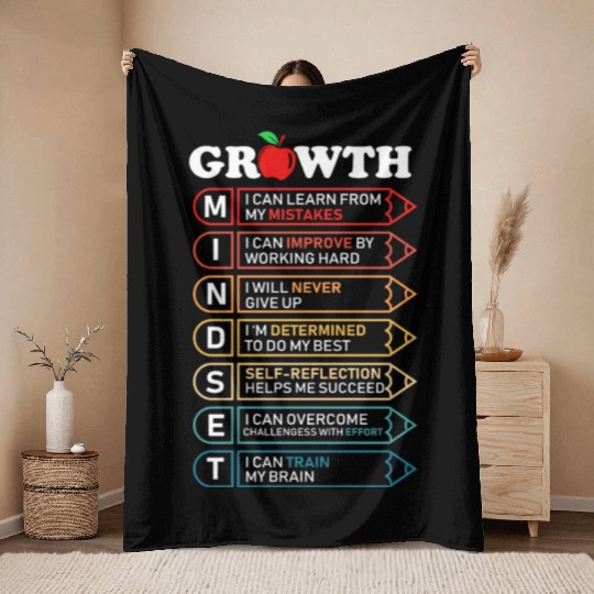 Growth Mindset Definition Motivational Quote Class Throw Blankets