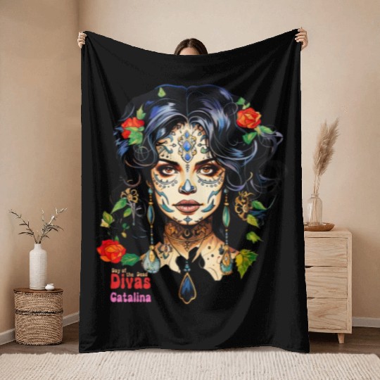 Day of the Dead Divas - Catalina Throw Blankets