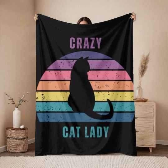 crazy cat lady Throw Blankets