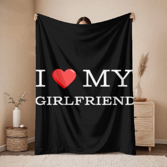 i love my girlfriend Throw Blankets