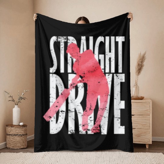 Straight Drive Cricket Throw Blankets