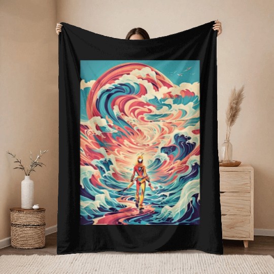 Retro Wave Nostalgia Throw Blankets