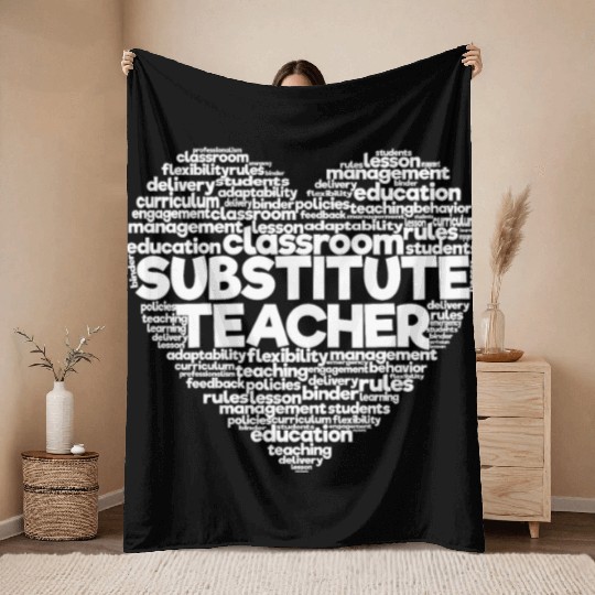 Substitute Teacher Word Cloud Back To School Throw Blankets