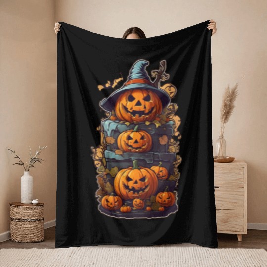 Happy Halloween Pumpkins 24 Throw Blankets
