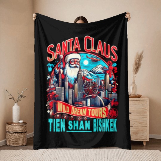 Santa Claus on an Adventure Travel World Tour Throw Blankets