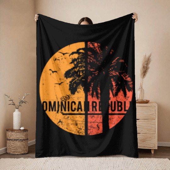 Artistic Dominican Republic Cool Palm Tree Throw Blankets