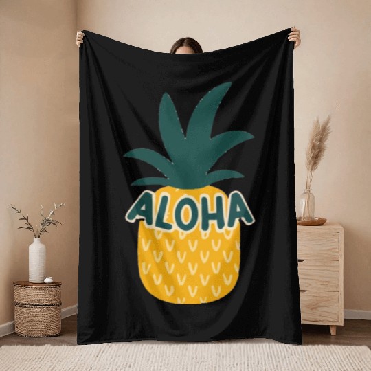 Aloha Pineapple Throw Blankets