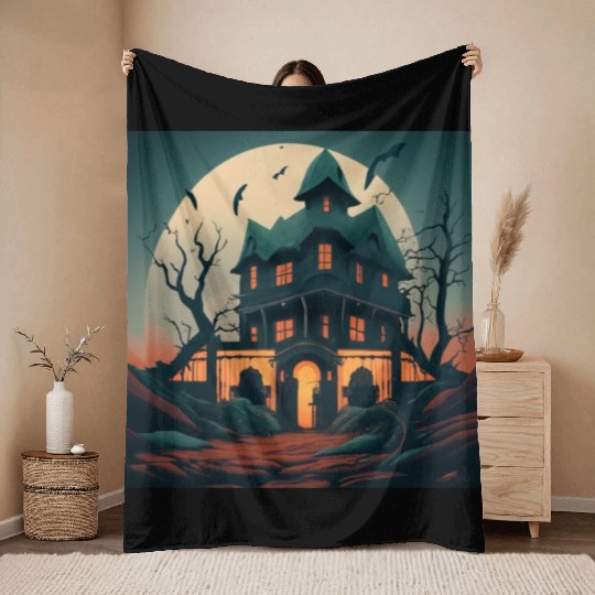 Haunted House Throw Blankets