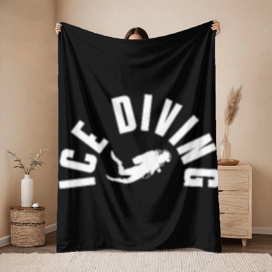 Ice Diving Pocket Design Throw Blankets