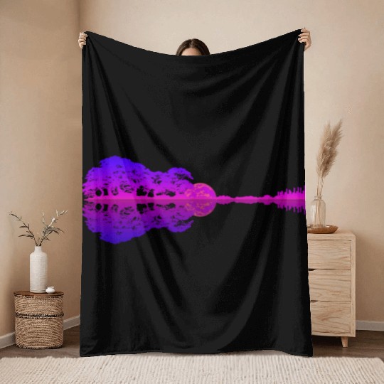 Guitar Reflection Throw Blankets