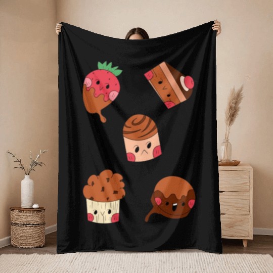 Cute Chocolate Sweet Desserts Sticker Pack Throw Blankets