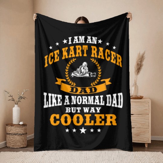 Funny Ice Kart Racer Dad Design Throw Blankets