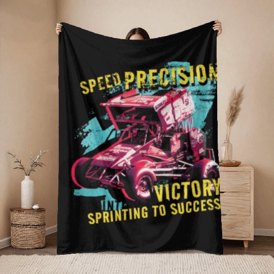 Sprint Car Mom Dirt Track Racing Racing Race Day Throw Blankets
