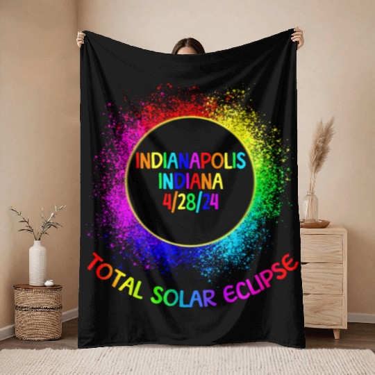 Total Solar Eclipse Indianapolis Indiana 4/28/24fa Throw Blankets