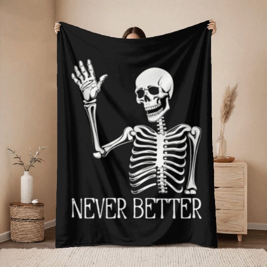 Funny Halloween Skull Throw Blankets | Sarcastic Dead Inside