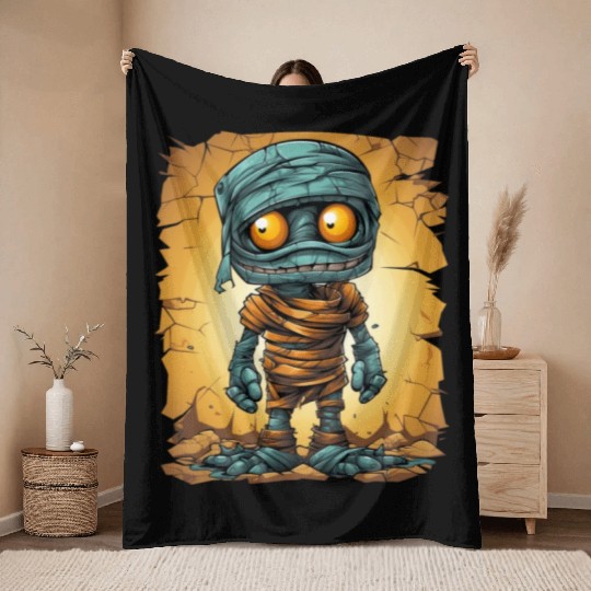 Halloween Spooky Cartoon Mummy Throw Blankets