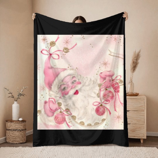 Vintage Santa Greeting Card Throw Blankets